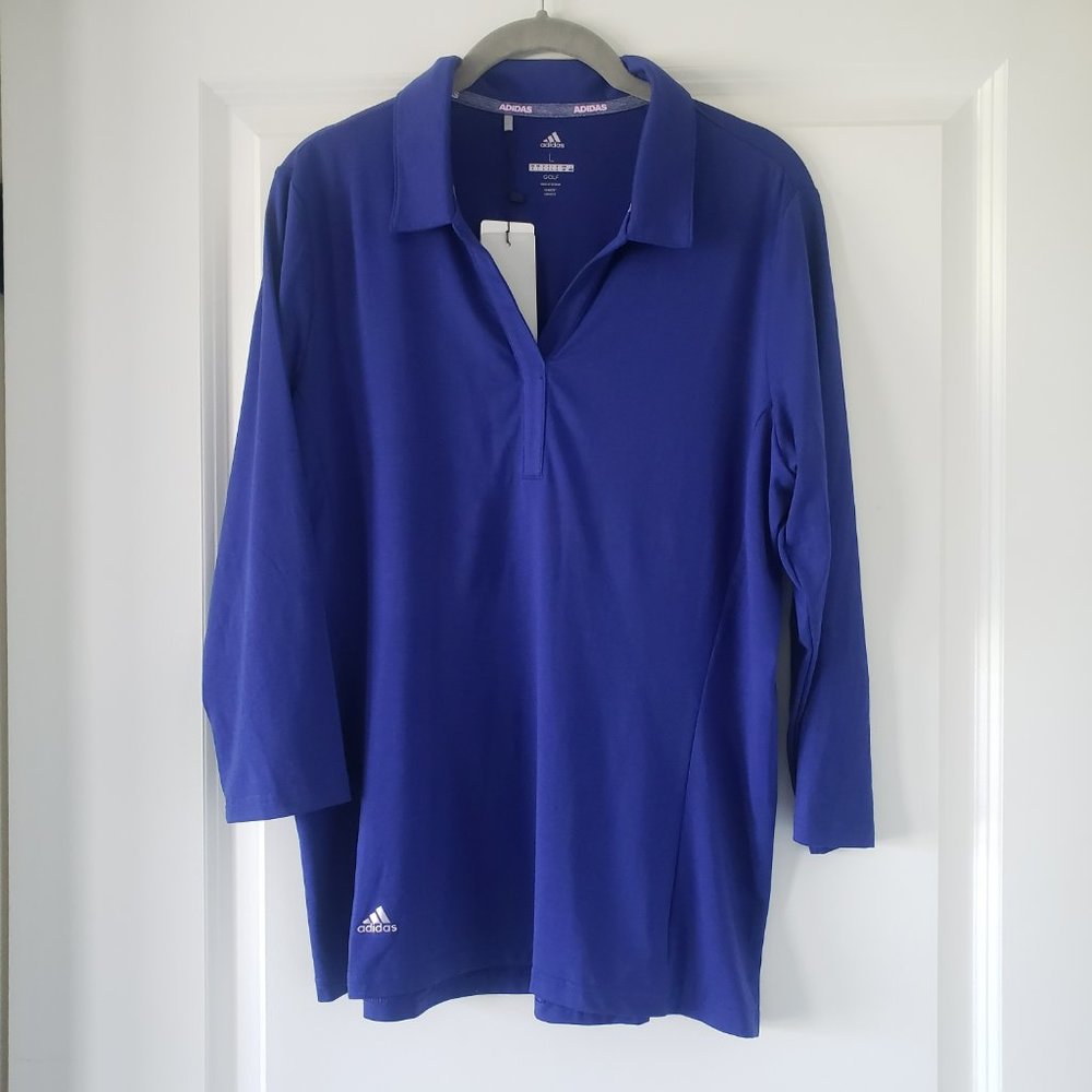 adidas Golf Rangewear 3/4 sleeves Polo Collar Shirt NWT, Women's Size Large - Picture 2 of 12